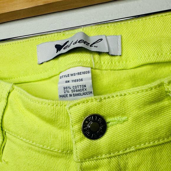Vintage Wet Seal Women's Neon Yellow Highlighter Straight Leg Jeans Size 9 - Picture 6 of 9